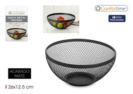 Confortime Cesta Metal Frutero Negro 26 x 13 cm (12 Unidades)