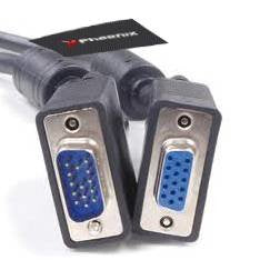 Phoenix Cable VGA HD15 1.8m Macho/Hembra, Negro, Triple Apantallado, Resolución 1680x1050, Plug and Play