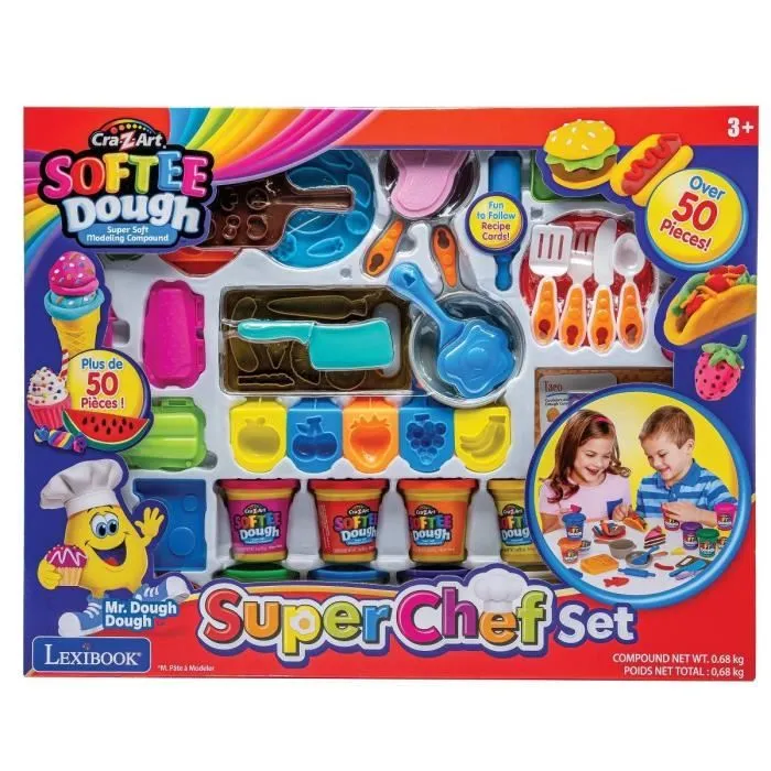 LEXIBOOK LEX3380743110561 Kit de arcilla de modelar suave y moldeable Super Chef
