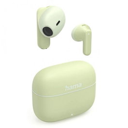 HAMA Freedom Light II Auriculares True Wireless con Micrófono, Verde, Bluetooth 5.3, 5h Autonomía, Control Táctil, Estuche de Carga, TWS