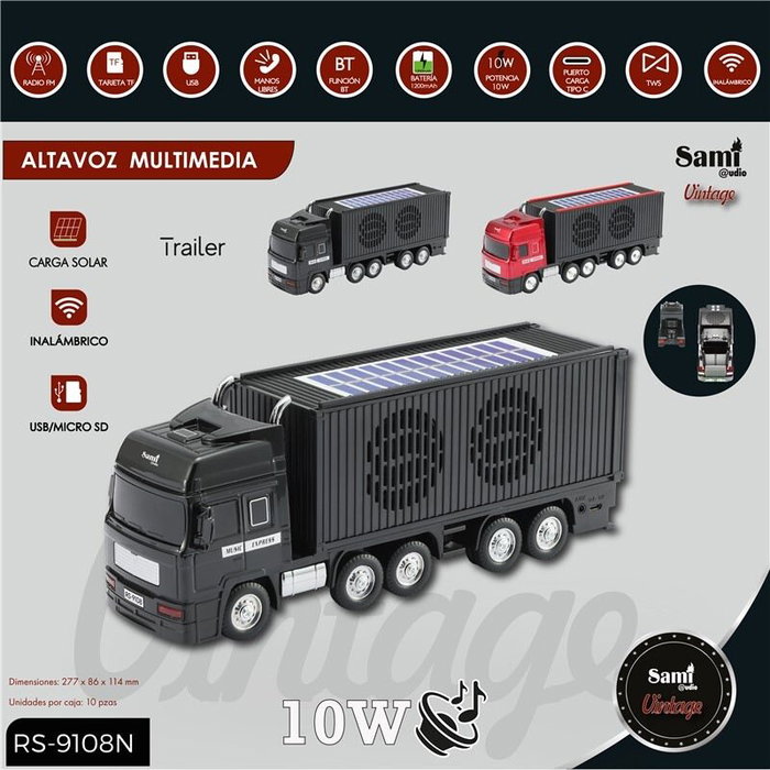 SAMI Altavoz Multimedia Vintage "Trailer" Negro 10 - Altavoz SAMI Vintage