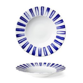 Langenthal Plato Hondo Indigo Rayas, Porcelana, 27 cm, Color Maritime (Set de 6)