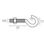 Edm Hembrilla abierta con tuerca HM02, M5 x 35 mm, zincado