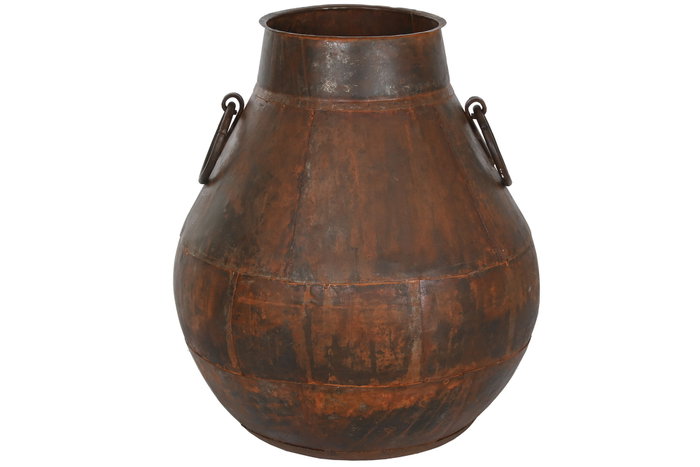 DKD Home Decor Ánfora de Hierro Patinada Acabado Óxido Marrón Oscuro