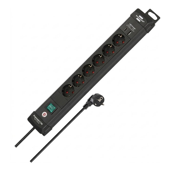 Brennenstuhl Premium-Line 6-Fach Regleta Enchufes Negro 3 m USB 2 Puertos DE Brennenstuhl Premium-Line 6-Fach Regleta Enchufes Negro 3 m USB 2 Puertos DE
