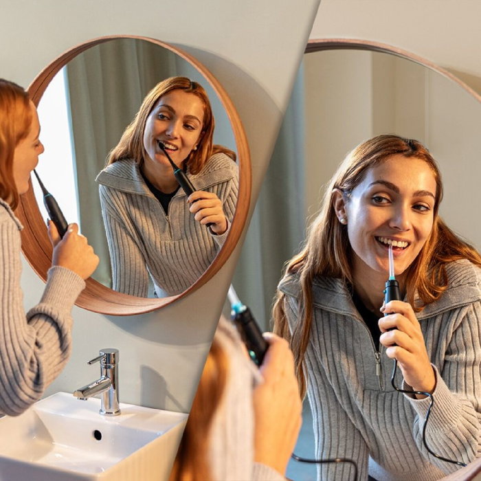 Cepillo de Dientes Eléctrico + Irrigador Dental Cecotec ToothCare Jet Clean Azul Negro Cepillo de Dientes Eléctrico + Irrigador Dental Cecotec ToothCare Jet Clean Azul Negro