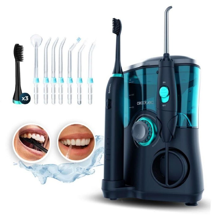 Cepillo de Dientes Eléctrico + Irrigador Dental Cecotec ToothCare Jet Clean Azul Negro Cepillo de Dientes Eléctrico + Irrigador Dental Cecotec ToothCare Jet Clean Azul Negro