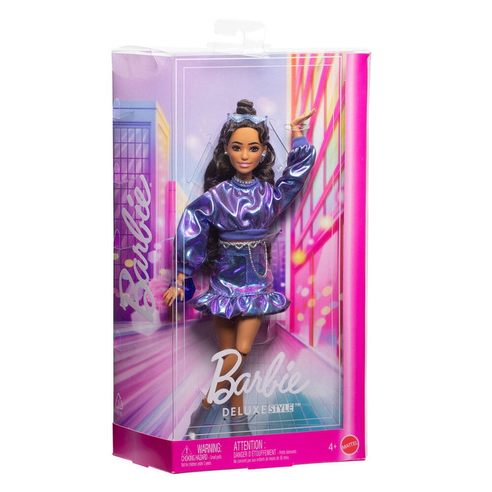 Barbie Muñeca Deluxe Metallic con Jersey Azul