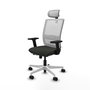 PIQUERAS Y CRESPO Silla de oficina Haches con mecanismo Sincro/Traslack, Negro y Blanco