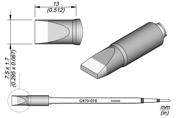 JBC TOOLS Punta de soldadura tipo destornillador Heavy Duty 7,5x1,7mm