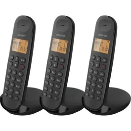 Logicom Teléfono Fijo Inalámbrico DECT ILOA 350 TRIO Negro LOG3483071500247 Sin Contestador Automático