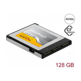DeLOCK Tarjeta de Memoria CFexpress 128 GB 54065, 1450 MB/s Lectura, 450 MB/s Escritura, TLC, PCIe Gen3, Negro/Plata