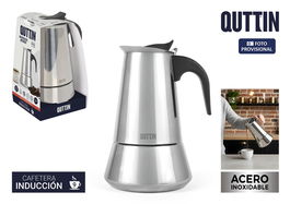 Quttin Cafetera de Inducción 9 Servicios Acero Inoxidable, Dimensiones 12.8 x 14.8 x 21.5 cm (6 Unidades)