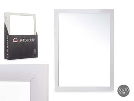 Giftdecor Espejo Blanco 50 x 70 cm de Cristal y Poliestileno con Gancho Horizontal y Vertical (Set de 8)