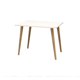 Hanah Home Mesa de Estudio Blanca, Tablero Melamina 80x60x74 cm, Patas Madera | Escritorio Moderno y Elegante para Estudio y Oficina