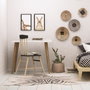 Hanah Home Mesa de Estudio Blanca, Tablero Melamina 80x60x74 cm, Patas Madera | Escritorio Moderno y Elegante para Estudio y Oficina