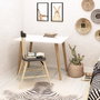 Hanah Home Mesa de Estudio Blanca, Tablero Melamina 80x60x74 cm, Patas Madera | Escritorio Moderno y Elegante para Estudio y Oficina