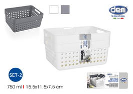 Inde Set-2 Cesta Multiusos 15.5x11.5x7.5 cm (36 Unidades)