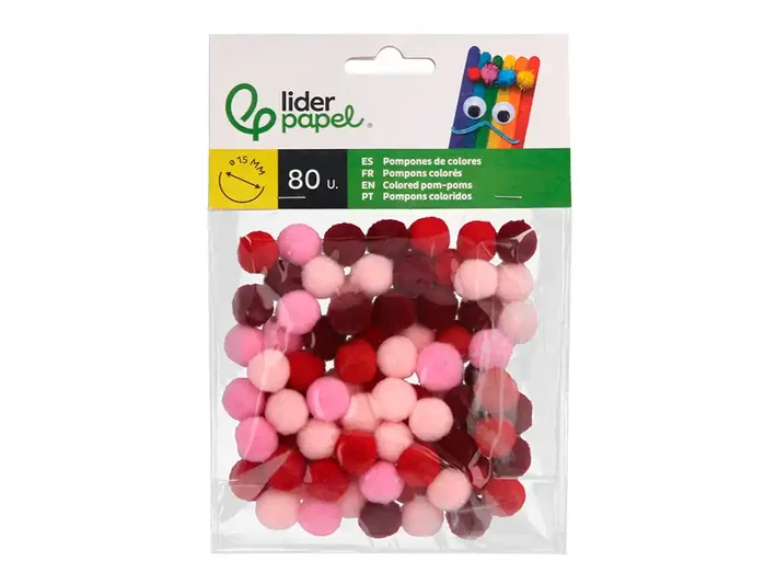 Liderpapel Pompones de Colores Tonalidades Rojas 1,5 cm, 80 unidades Liderpapel Pompones de Colores Tonalidades Rojas 1,5 cm, 80 unidades