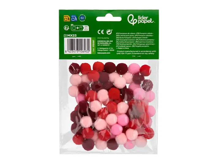 Liderpapel Pompones de Colores Tonalidades Rojas 1,5 cm, 80 unidades Liderpapel Pompones de Colores Tonalidades Rojas 1,5 cm, 80 unidades