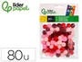 Liderpapel Pompones de Colores Tonalidades Rojas 1,5 cm, 80 unidades