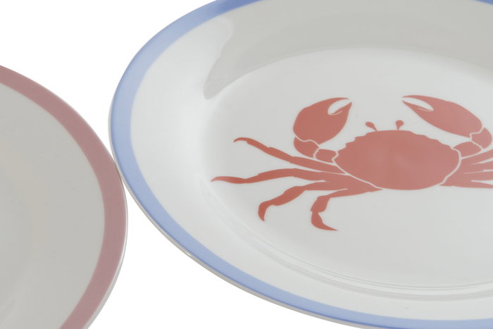 DKD Home Decor Platos de Porcelana Aiguablava Multicolor Surtidos