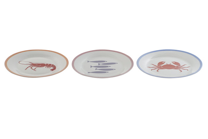 DKD Home Decor Platos de Porcelana Aiguablava Multicolor Surtidos