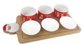 DKD Home Decor Set de Tabla para Aperitivo de 7 Piezas Papá Noel