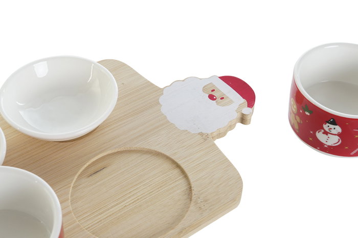 DKD Home Decor Set de Tabla para Aperitivo de 7 Piezas Papá Noel