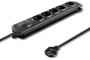 Qoltec Regleta de protección con 5 enchufes y 3.0m, negro