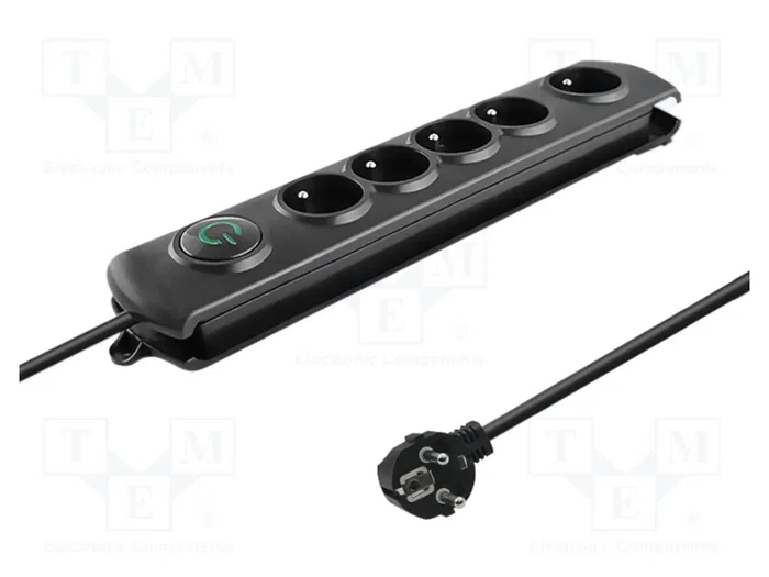 Qoltec Regleta de protección con 5 enchufes y 3.0m, negro