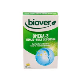 BIOVER Omega 3 Aceite de Pescado 60 Perlas para Corazón Visión y Cerebro
