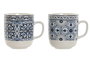 DKD Home Decor Set de 6 Tazas de Porcelana Diseño Azulejos Azul