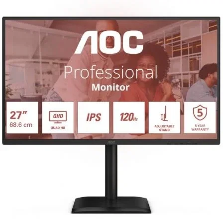 AOC Monitor Q27E4U 27" QHD 2560x1440 IPS 120Hz Altura Ajustable USB Hub HDR Negro AOC Monitor Q27E4U 27" QHD 2560x1440 IPS 120Hz Altura Ajustable USB Hub HDR Negro