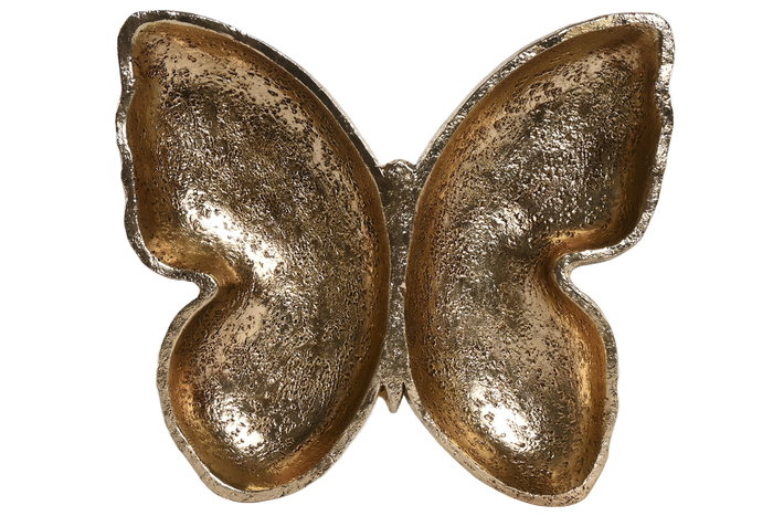 DKD Home Decor Bandeja Vaciabolsillos Resina Mariposa Dorado
