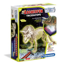 Science & Play, Archeofun Triceratops brilla en la oscuridad, Rompecabezas, 61723, Unisex, 7+ años