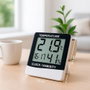 Grundig Estación Meteorológica Digital con Reloj y Calendario, Muestra Temperatura y Humedad, Pantalla Digital, Soporte Plegable para Pared o Pie, 98 x 22 x 105 mm