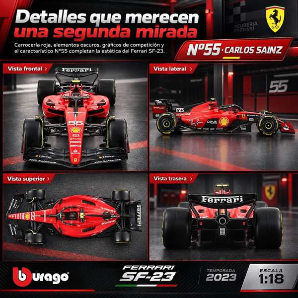Burago Ferrari F1 Racing Sf 23 Helmet #55 Escala 1:18