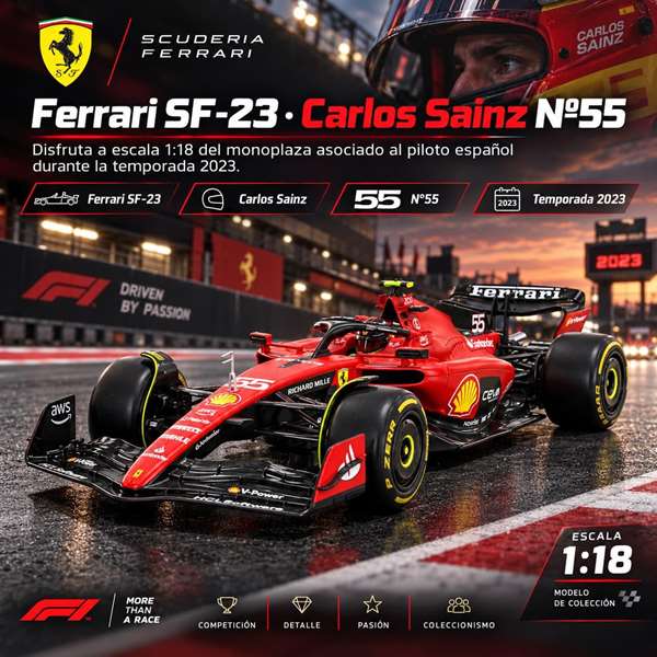 Burago Ferrari F1 Racing Sf 23 Helmet #55 Escala 1:18