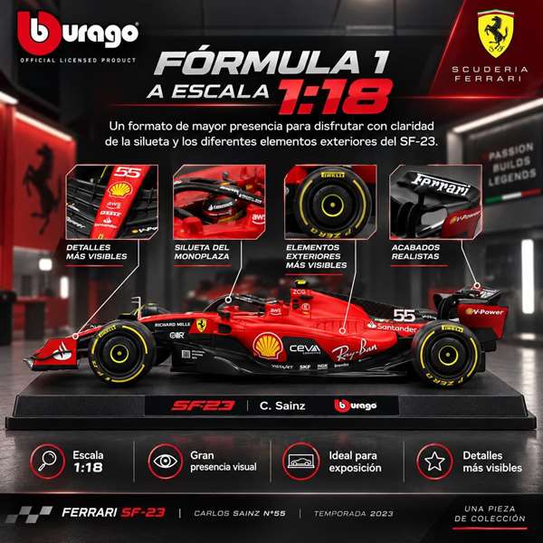 Burago Ferrari F1 Racing Sf 23 Helmet #55 Escala 1:18