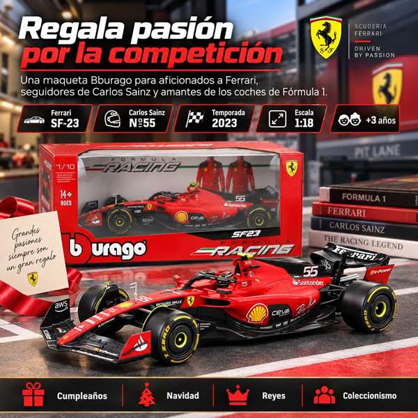 Burago Ferrari F1 Racing Sf 23 Helmet #55 Escala 1:18