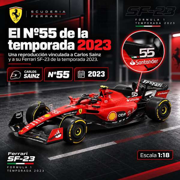 Burago Ferrari F1 Racing Sf 23 Helmet #55 Escala 1:18