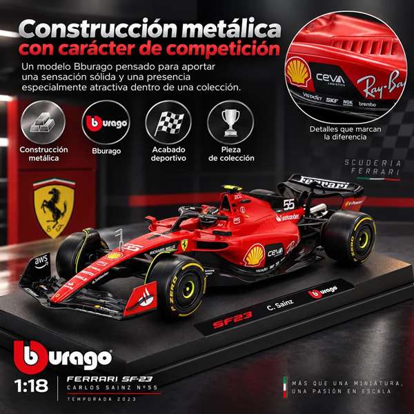 Burago Ferrari F1 Racing Sf 23 Helmet #55 Escala 1:18