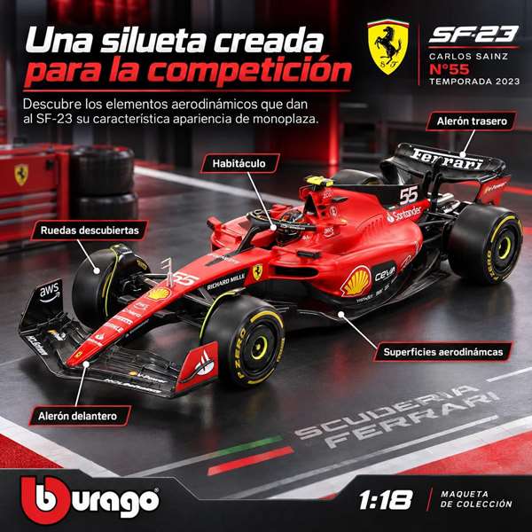 Burago Ferrari F1 Racing Sf 23 Helmet #55 Escala 1:18