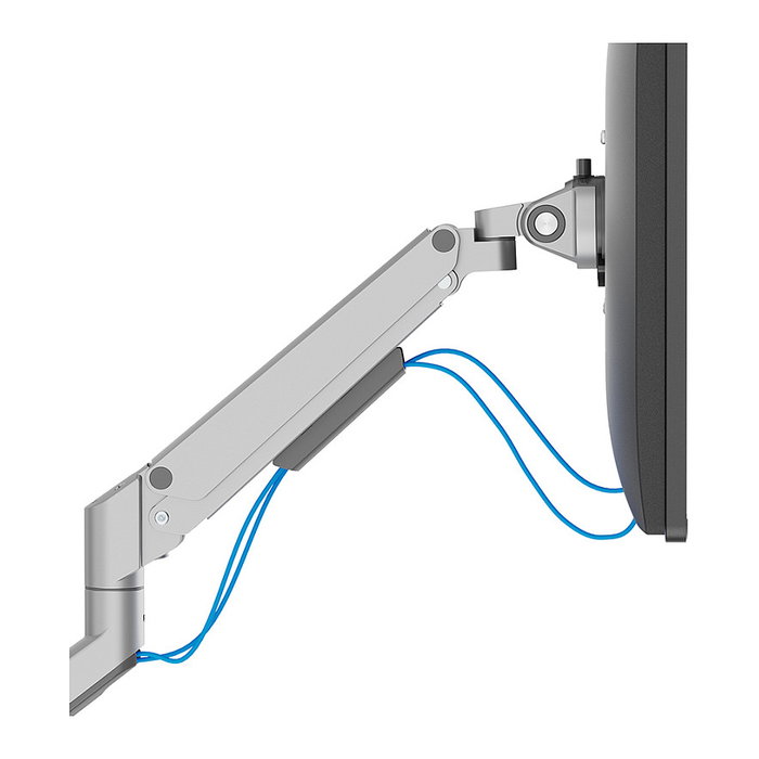 Neomounts DS70-250SL1 Brazo de monitor de escritorio con resorte de gas, soporta pantallas de 17 a 35 pulgadas (43,2 a 88,9 cm), hasta 9 kg, rotacion 360 grados, color plata