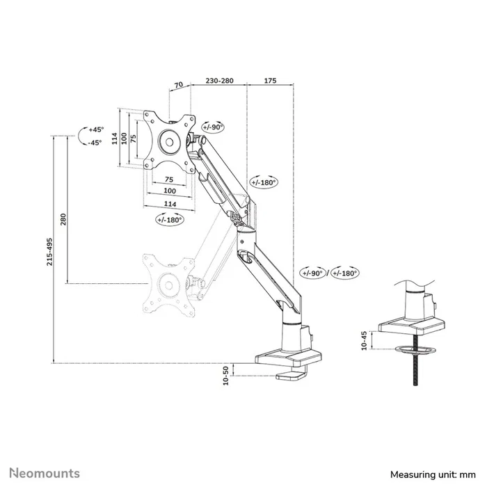 Neomounts Neomounts DS70-250SL1 Brazo de monitor 17-35 pulgadas Plata