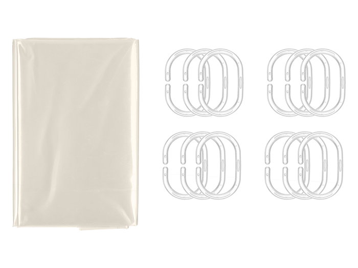 Berilo Cortina de Baño Transparente Beige 180x180 cm, Material Plástico EVA y PE, Ideal para Ducha (Set de 12)