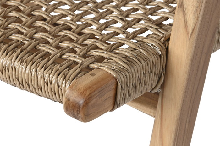 DKD Home Decor Silla de Teca y Ratán Sintético Natural DKD Home Decor Silla de Teca y Ratán Sintético Natural