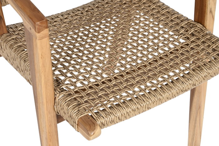 DKD Home Decor Silla de Teca y Ratán Sintético Natural DKD Home Decor Silla de Teca y Ratán Sintético Natural