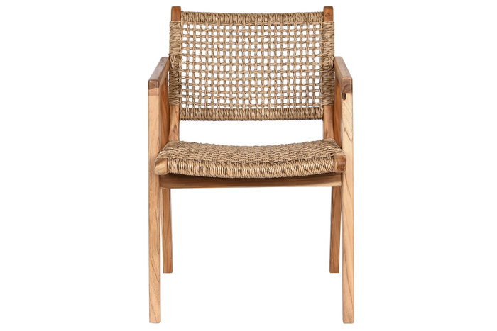 DKD Home Decor Silla de Teca y Ratán Sintético Natural DKD Home Decor Silla de Teca y Ratán Sintético Natural